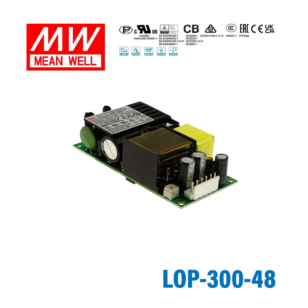 Mean Well LOP-300-48 300W 4"×2" Low Profile Open Frame Power Supply 48V