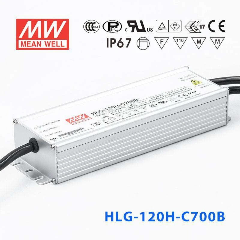 Mean Well HLG-120H-C700B Power Supply 150.5W 700mA - Dimmable