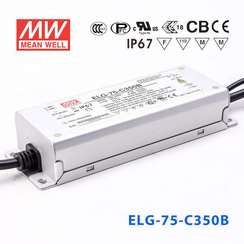 Mean Well ELG-75-C350B Power Supply 75W 350mA - Dimmable