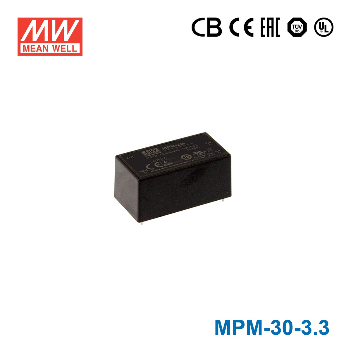 Mean Well MPM-30-3.3 Power Supply 30W 3.3V 6A