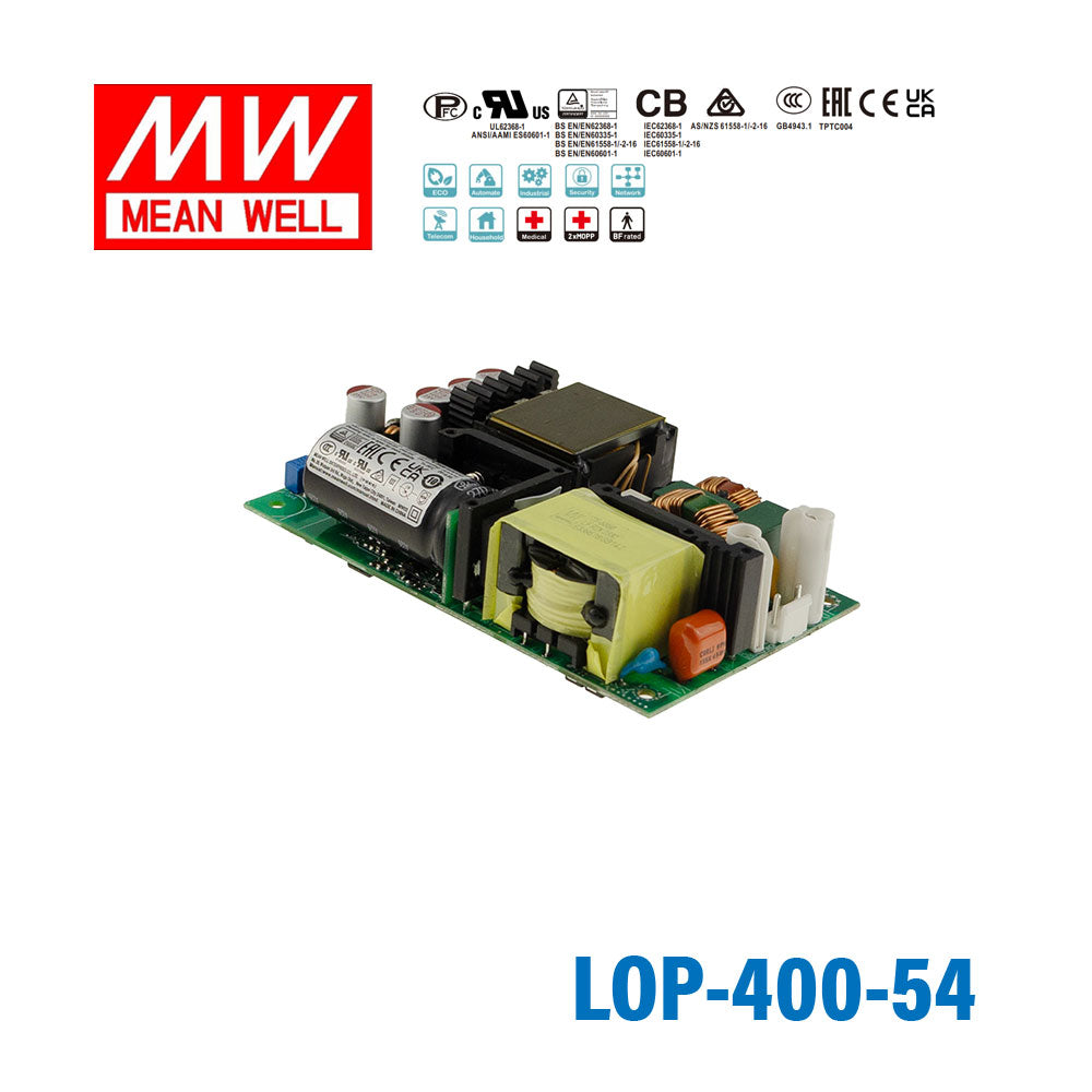 Mean Well LOP-400-54 400W 5"×3" Low Profile Open Frame Power Supply 54V