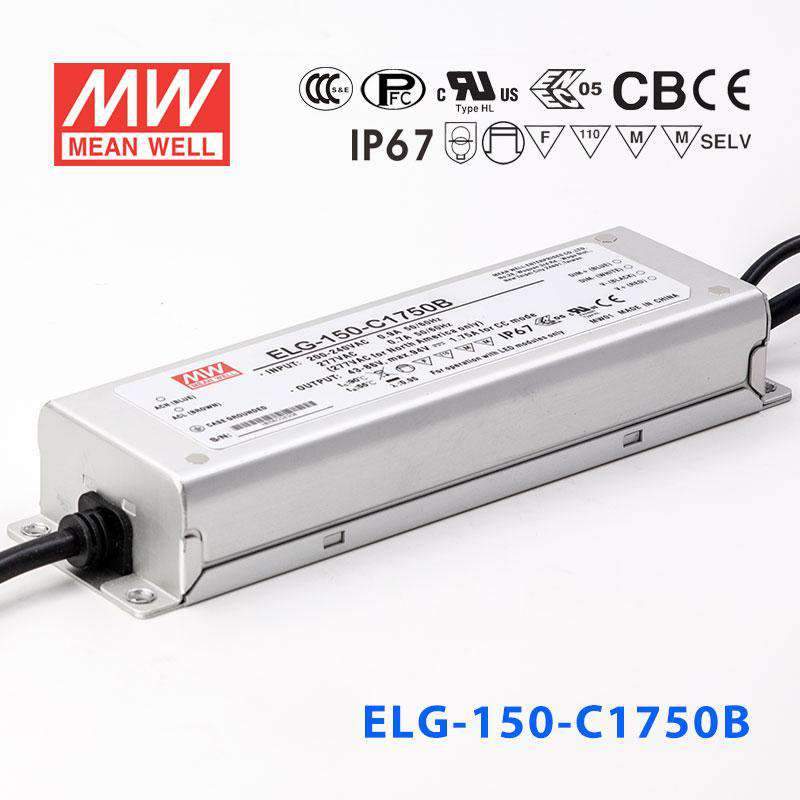 Mean Well ELG-150-C1750B Power Supply 150W 1750mA - Dimmable
