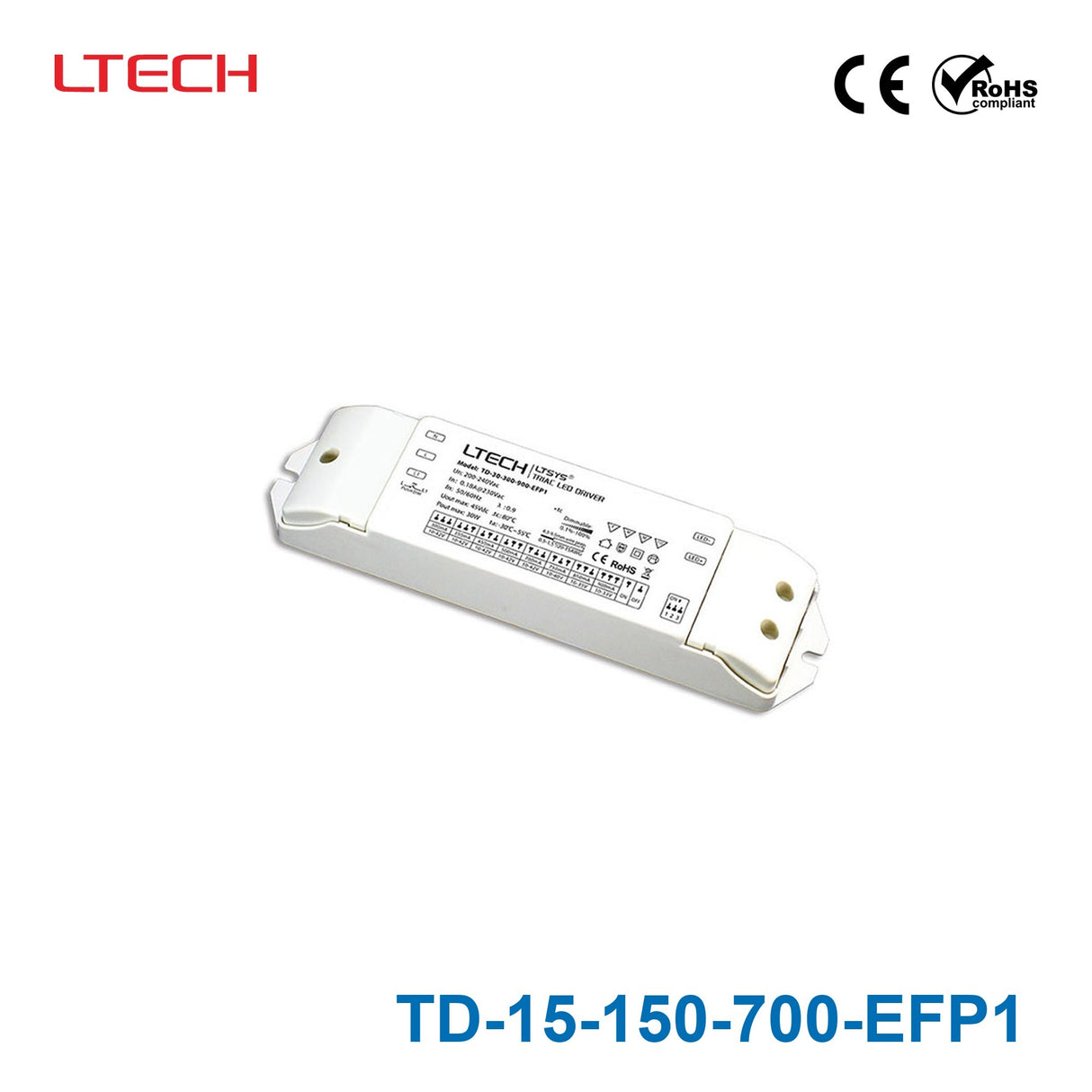 LTECH TD-15-150-700-EFP1 15W 150mA ~ 700mA CC Triac LED Driver - Selectable Output