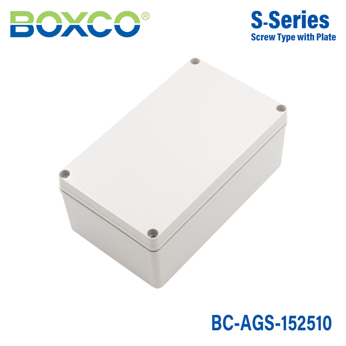 Boxco S-Series 5.91 x 9.84 x 3.94 Inches(150x250x100mm) Plastic Enclosure, IP67, IK08, ABS, Grey Cover, Screw Type
