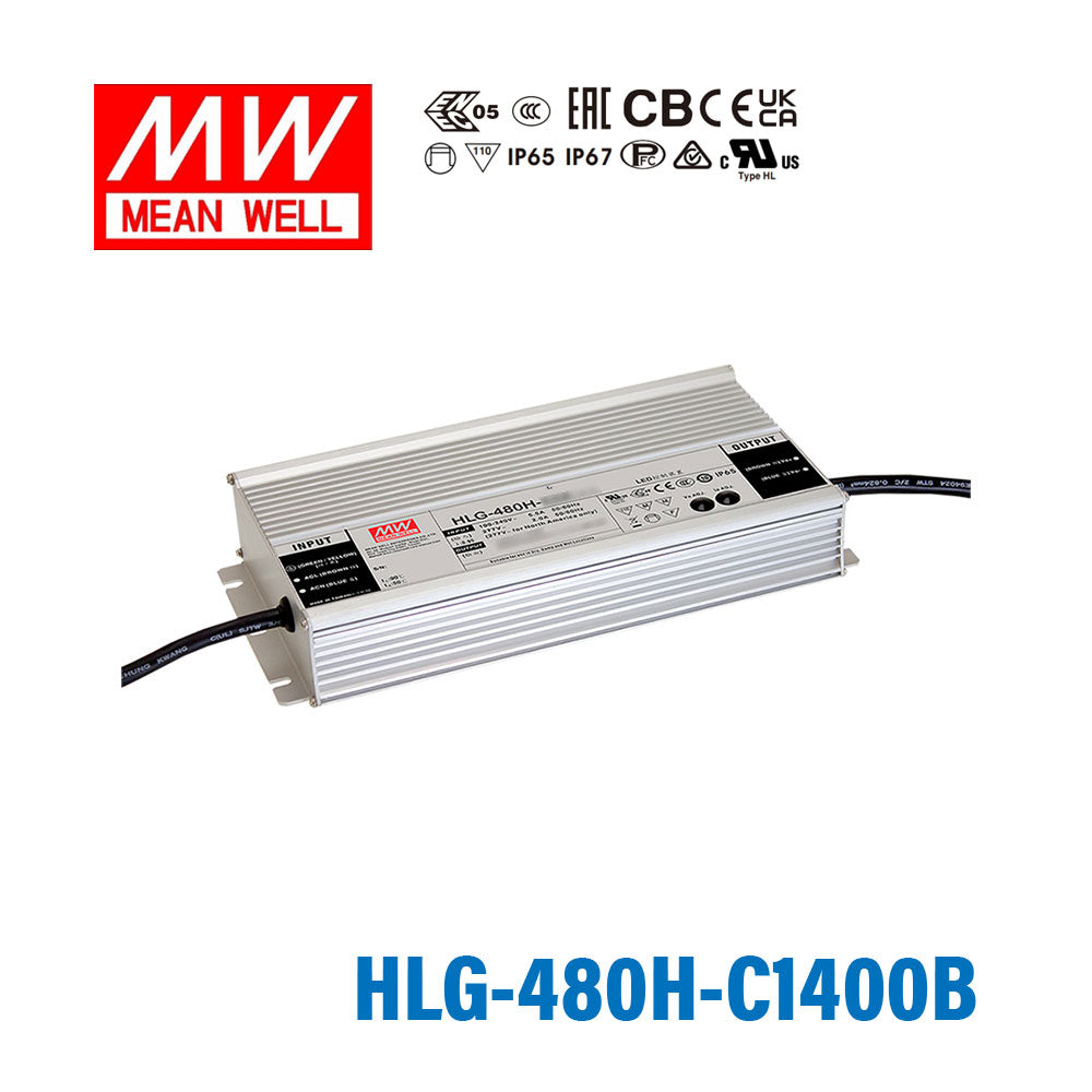 Mean Well HLG-480H-C1400B Power Supply 480W 1400mA - Dimmable