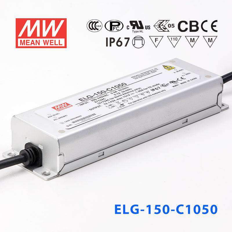 Mean Well ELG-150-C1050AB Power Supply 150W 1050mA - Adjustable and Dimmable
