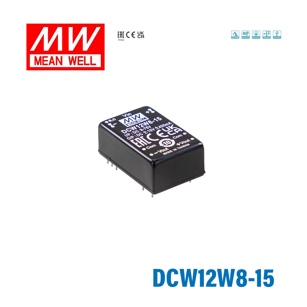 Mean Well DCW12W8-15 DC-DC Converter - 12W 9~75V DC in ±15V out