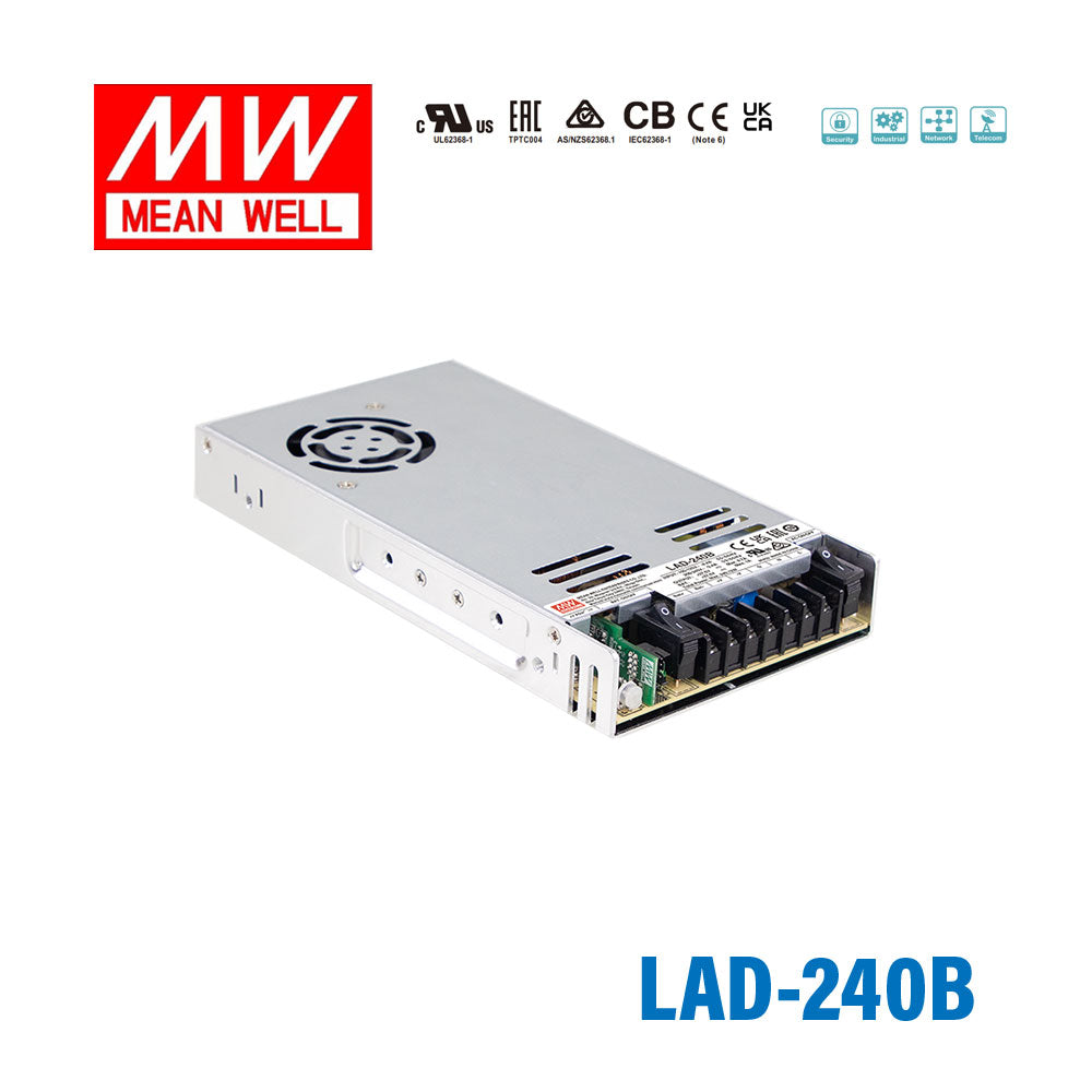 Mean Well LAD-240B Security/Fire Alarm PSU with Battery Charger/UPS, 240W, 27.6V