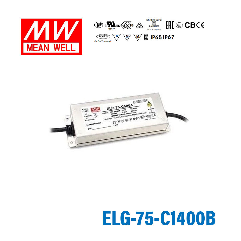 Mean Well ELG-75-C1400B Power Supply 75W 1400mA - Dimmable