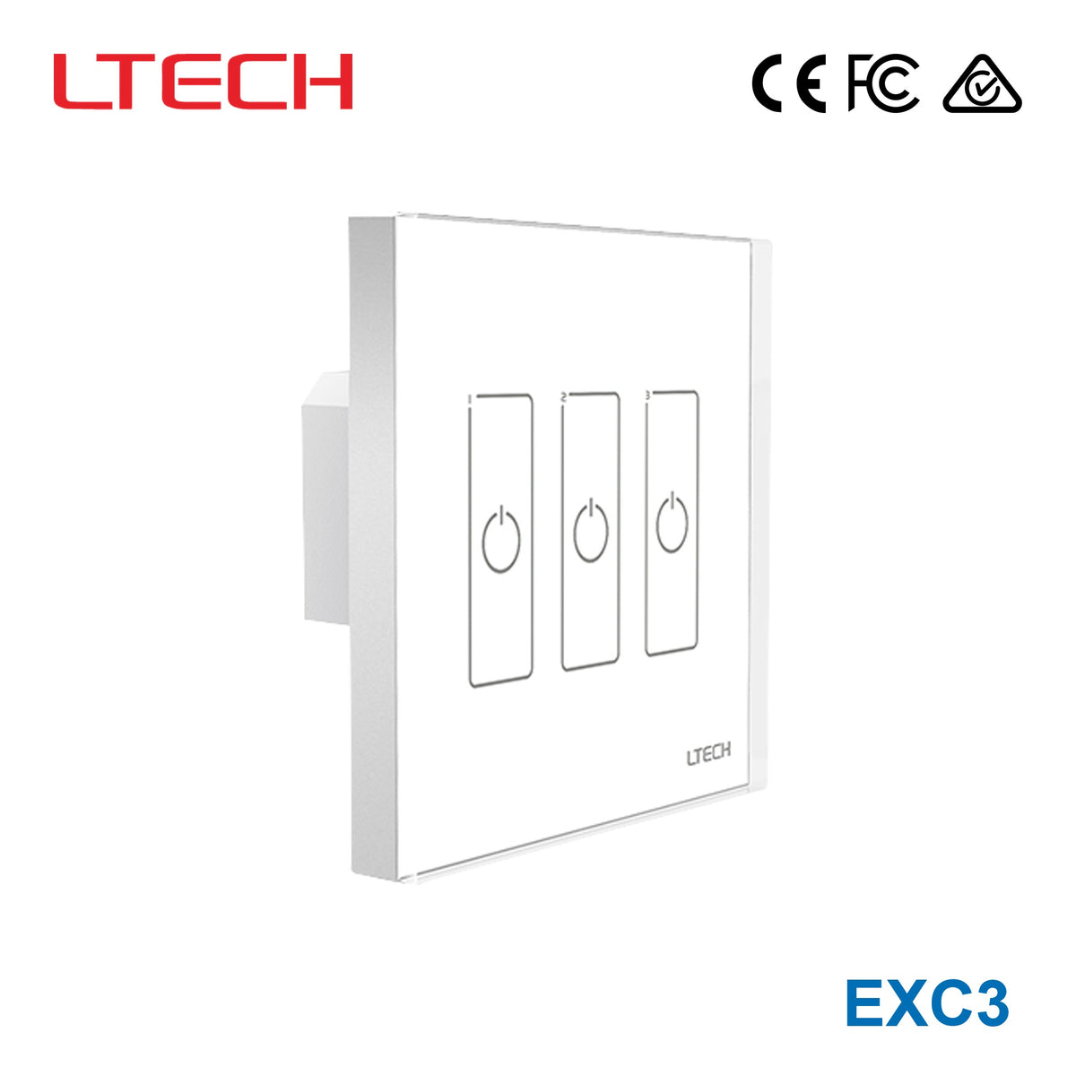 Ltech EXC3 3 Switch Wireless RF/DMX512 Touch Panel - Dimming