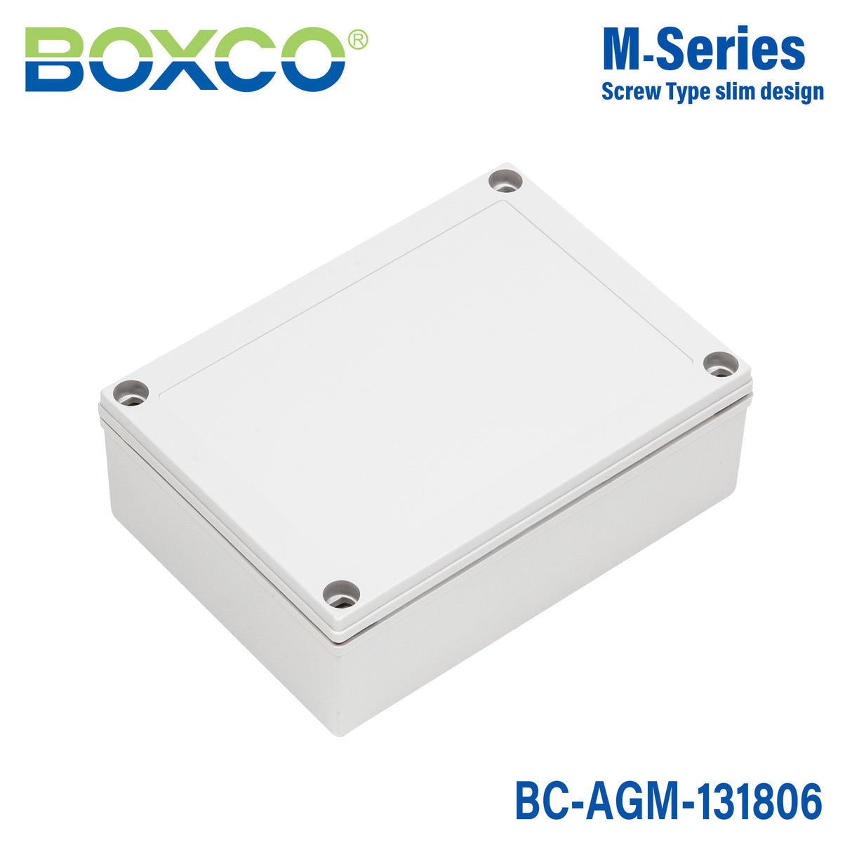 Boxco M-Series 5.12 x 7.09 x 2.36 Inches(130 x 180 x 60mm) Plastic Enclosure, IP67, IK08, ABS, Grey Cover, Screw Type