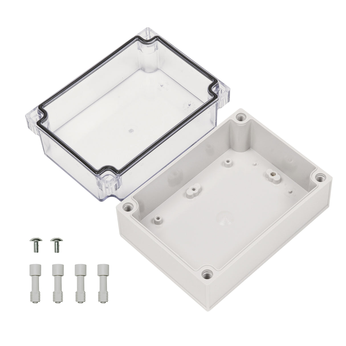 Boxco S-Series 4.92 x 6.89 x 3.94 Inches(125x175x100mm) Plastic Enclosure, IP67, IK08, PC, Transparent Cover, Screw Type - PHOTO 1