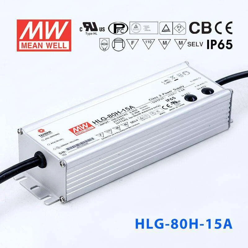 Mean Well HLG-80H-15A Power Supply 75W 15V - Adjustable 5A