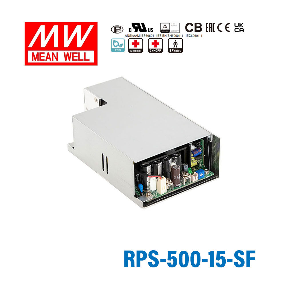 Mean Well RPS-500-15-SF Green Power Supply W 15V 33.3A - Medical Power Supply