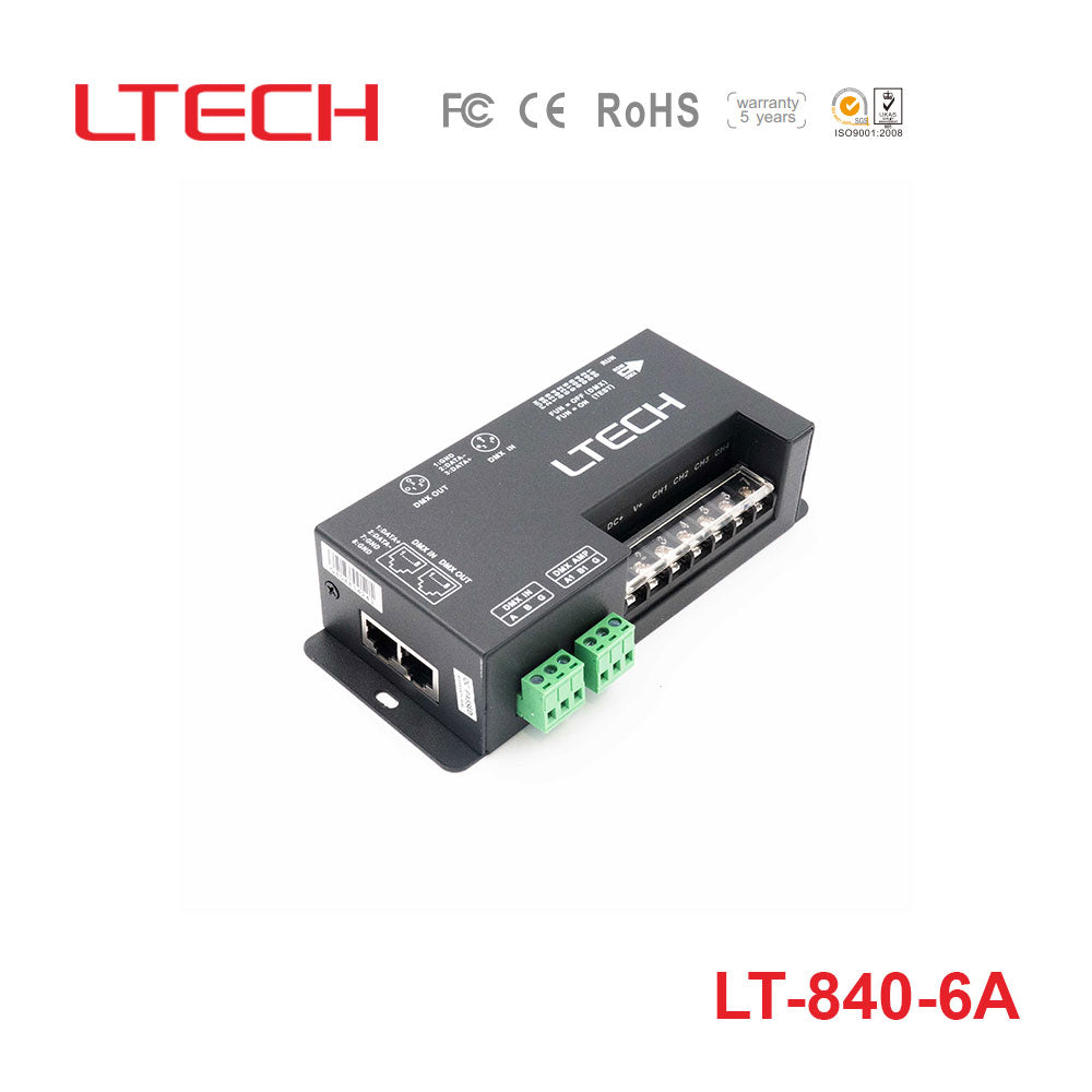 Ltech LT-840-6A Constant Voltage Decoder - DMX/RDM