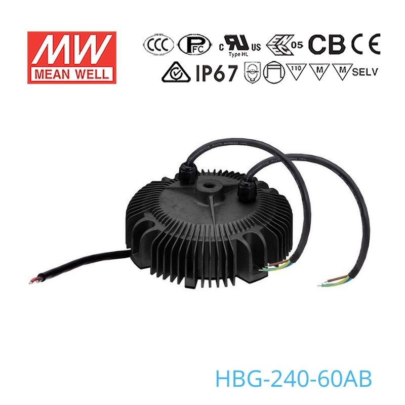 Mean Well HBG-240-60AB Power Supply 240W 60V - Adjustable and Dimmable 4A