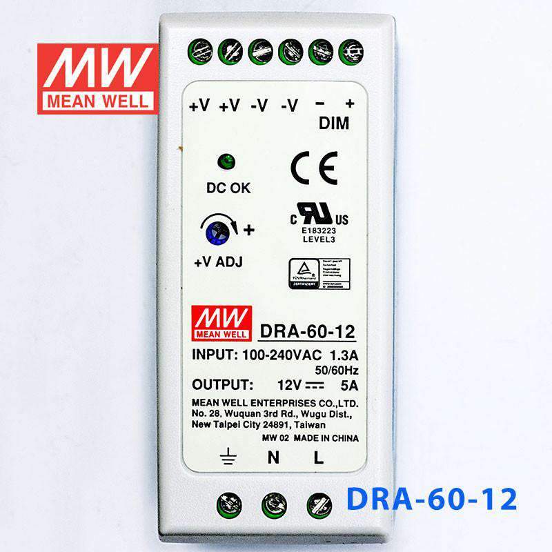 Mean Well DRA-60-12 Single Output Switching Power Supply 60W 12V - DIN Rail - PHOTO 2