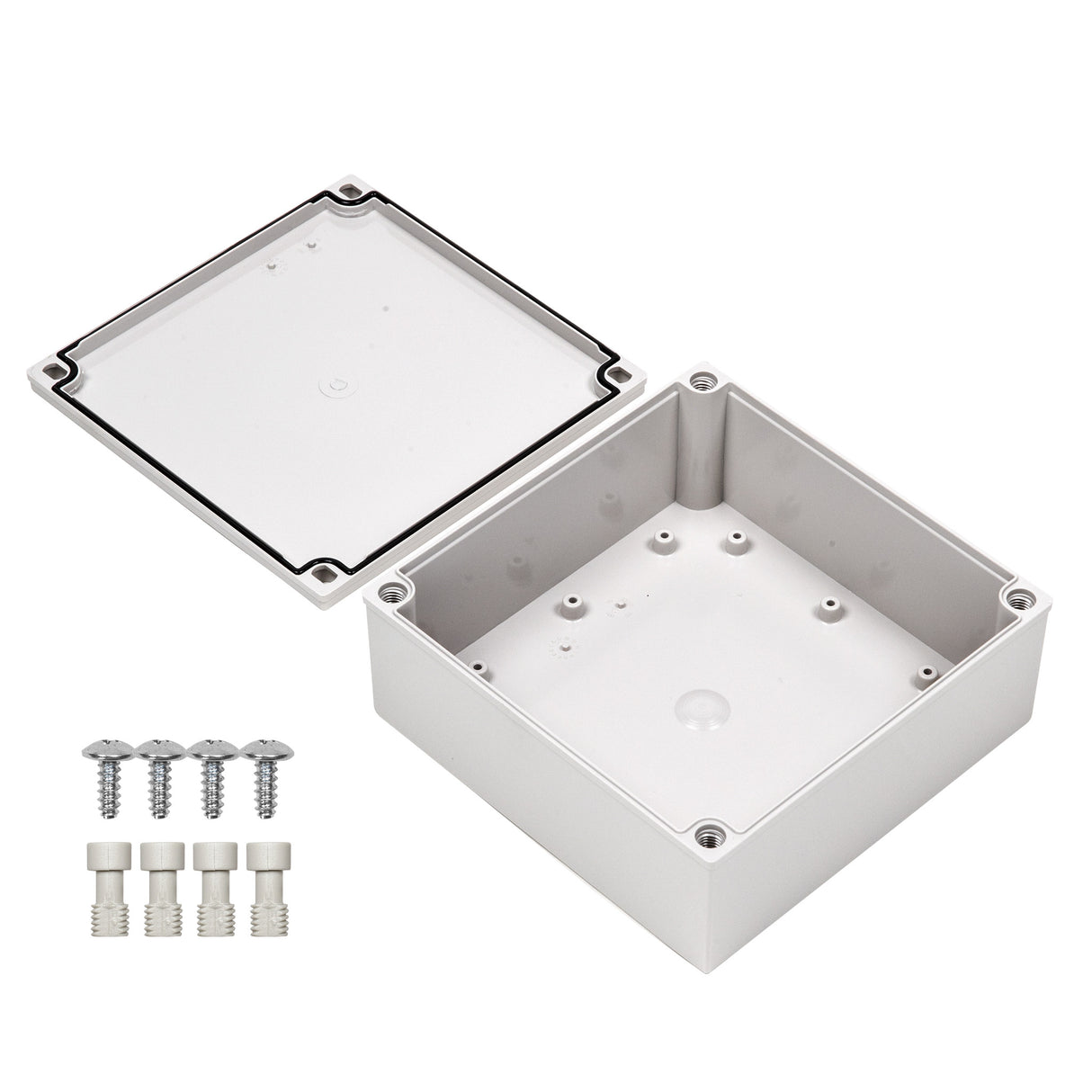 Boxco M-Series 7.09 x 7.09 x 2.95 Inches(180 x 180 x 75mm) Plastic Enclosure, IP67, IK08, PC, Grey Cover, Screw Type - PHOTO 2