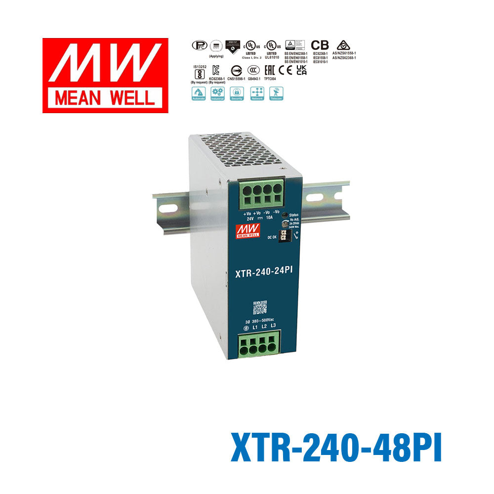 Mean Well XTR-240-48PI Three Phase Din Rail Power Supply 240W 48V - Push In