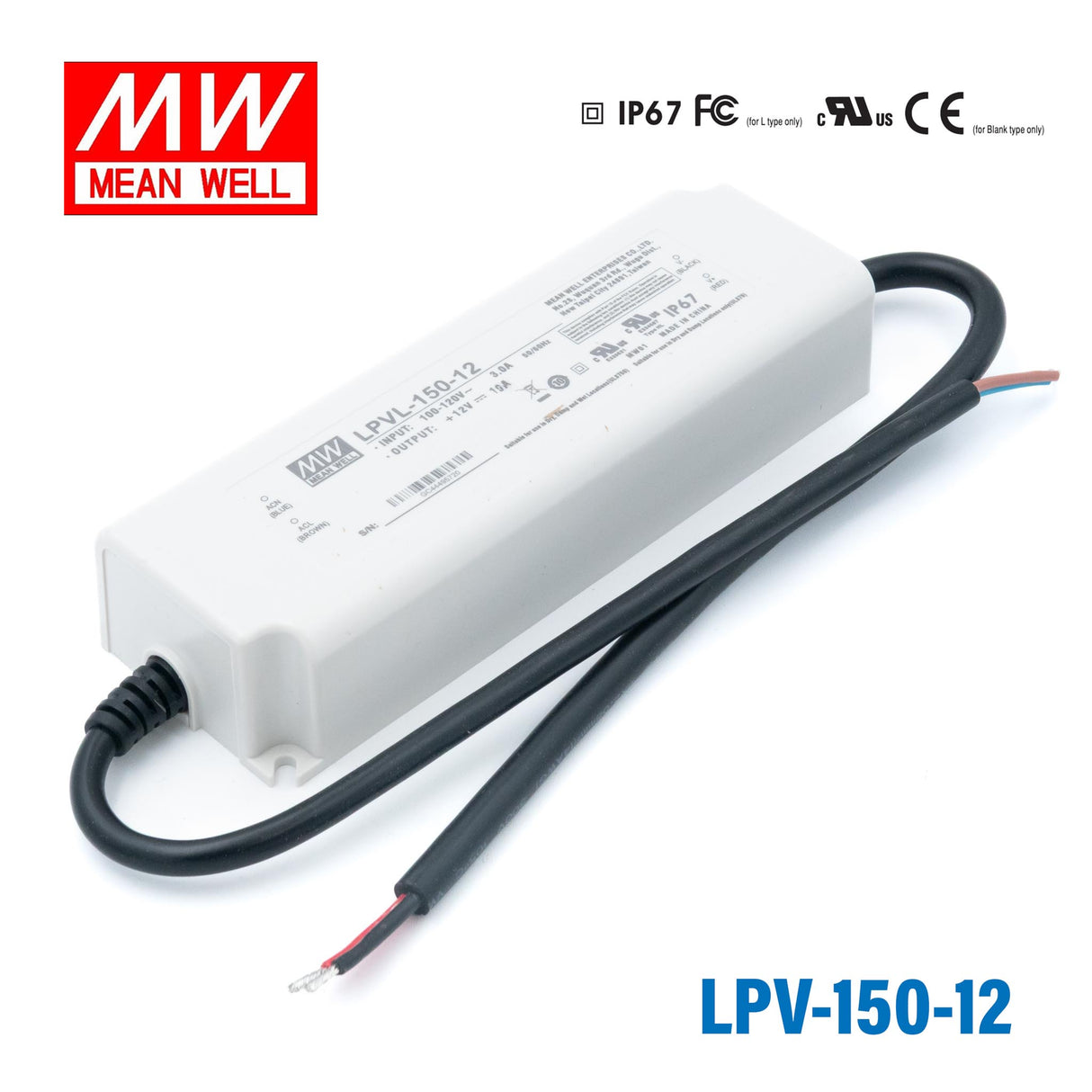 Mean Well LPV-150-12 AC-DC Single output LED Driver Constant Voltage 12Vdc 10A