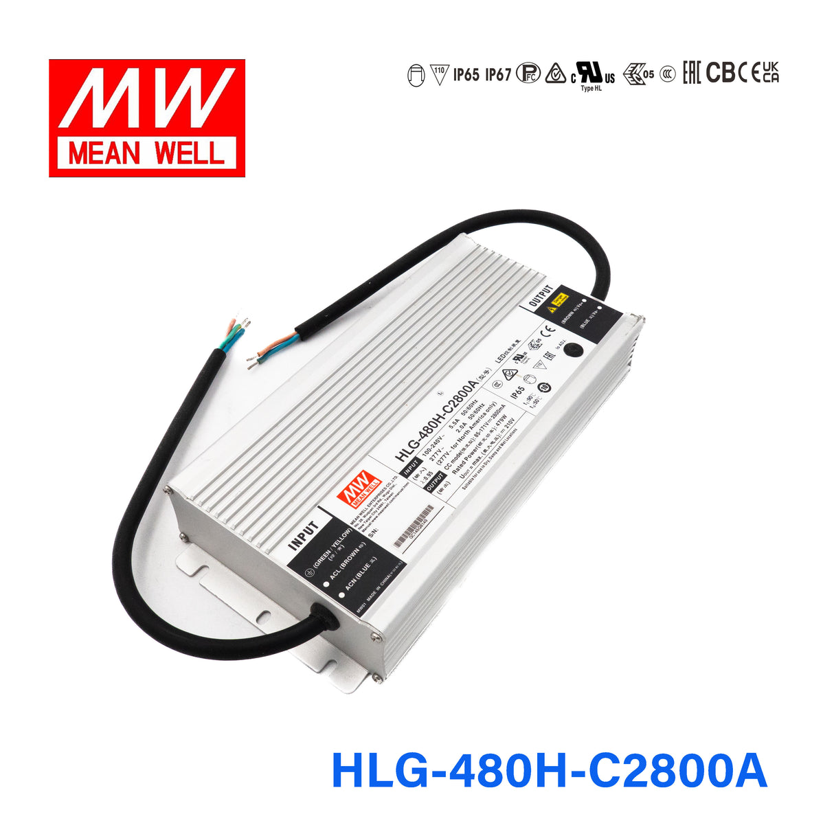 Mean Well HLG-480H-C2800A Power Supply 479W 2800mA - Adjustable