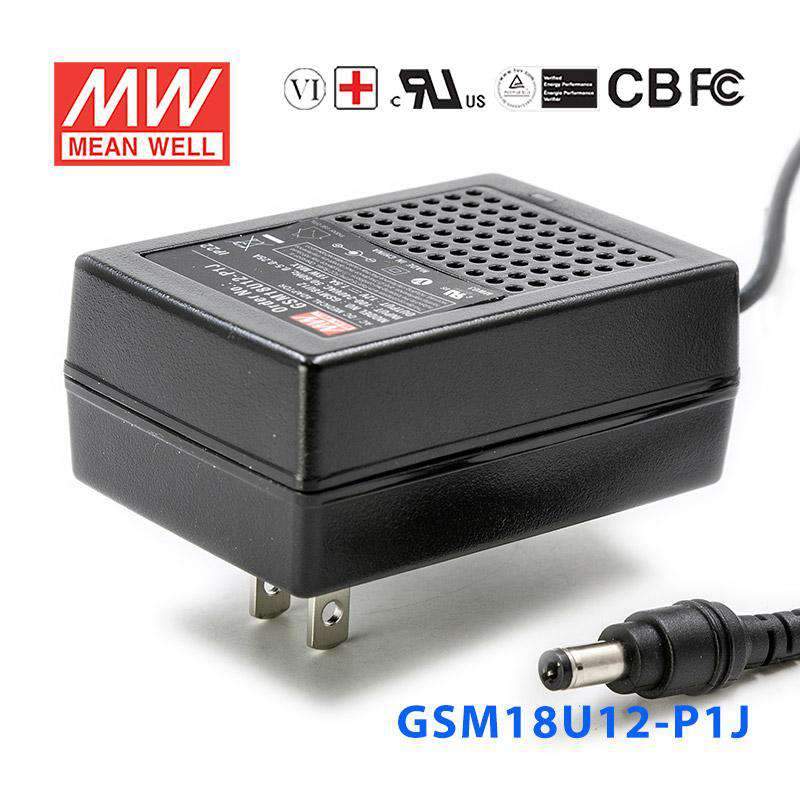Mean Well GSM18U12-P1J Power Supply 18W 12V 1.5A
