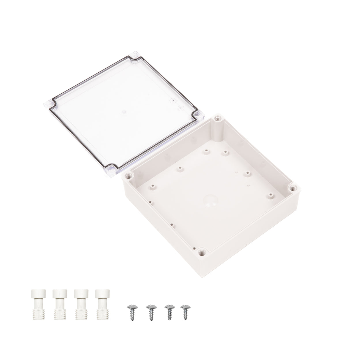 Boxco M-Series 7.09 x 7.09 x 2.36 Inches(180 x 180 x 60mm) Plastic Enclosure, IP67, IK08, PC, Transparent Cover, Screw Type - PHOTO 2