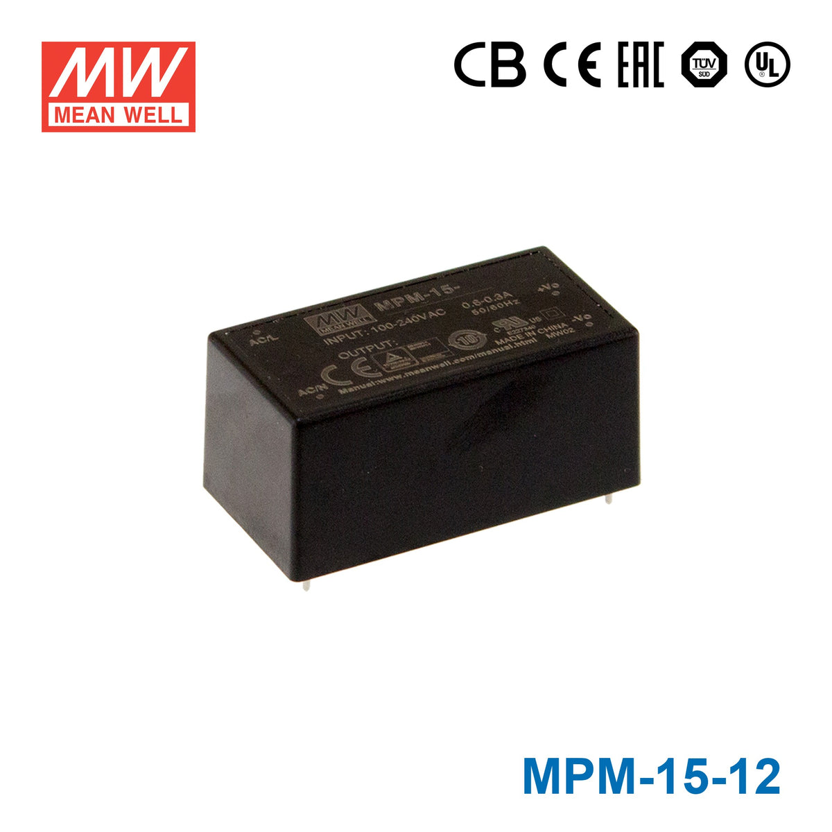 Mean Well MPM-15-12 Power Supply 15W 12V 1.25A