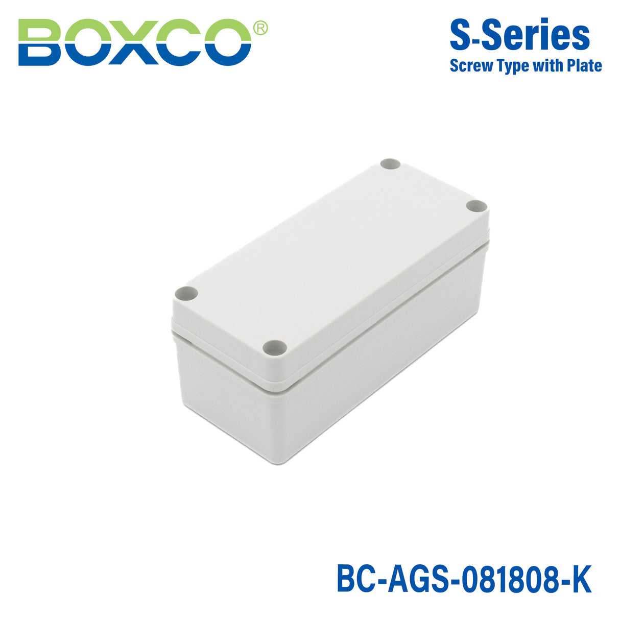 Boxco S-Series 3.15 x 7.09 x 3.35 Inches(80 x 180 x 85mm) Plastic Enclosure, IP67, IK08, ABS, Grey Cover, Screw Type
