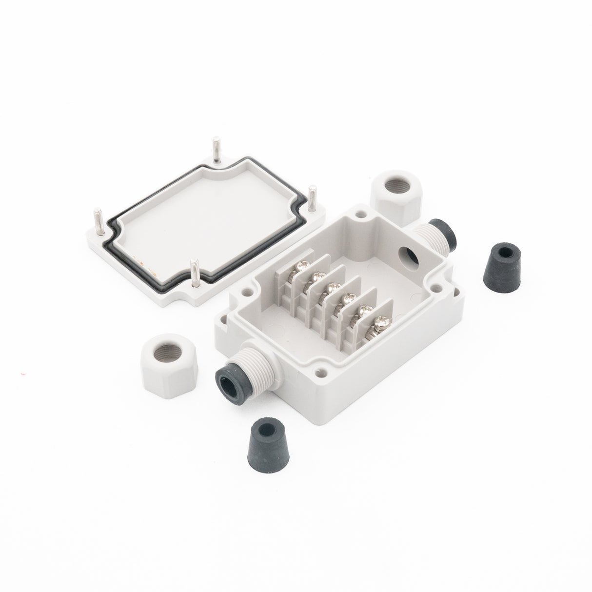 Boxco Terminal Box 6-pole with Waterproof Connector 1.97 x 2.76 x 0.94 Inches(50 x 70 x 24mm) IP67, IK08, ABS, Grey Cover - PHOTO 3