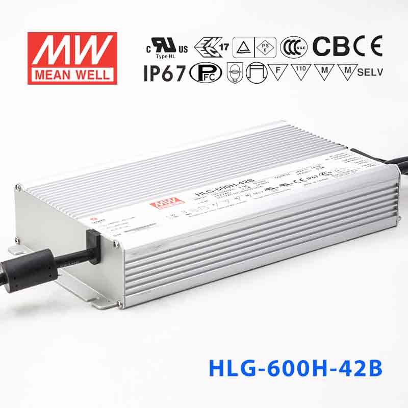 Mean Well HLG-600H-42AB Power Supply 600W 42V - Adjustable and Dimmable 14.3A