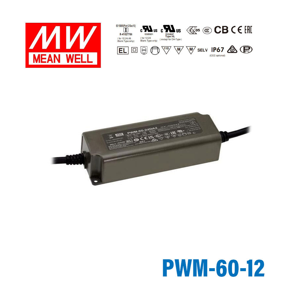 Mean Well PWM-60-12 Power Supply 60W 12V - Dimmable 5A