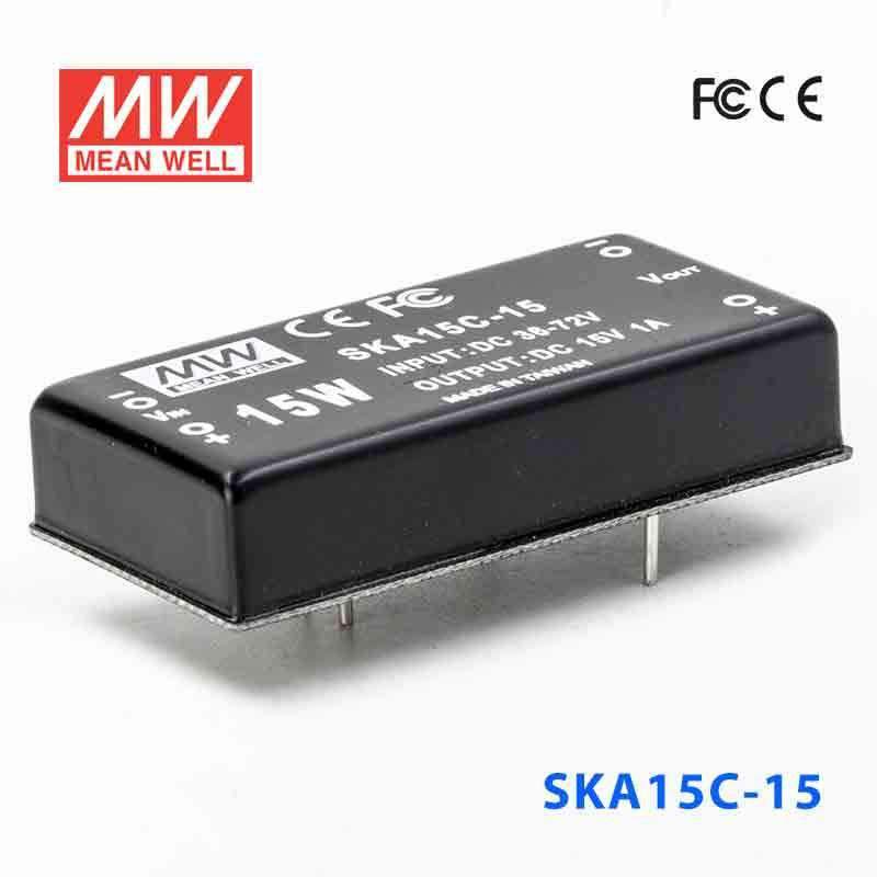 Mean Well SKA15C-15 DC-DC Converter - 15W - 36~72V in 15V out 1A