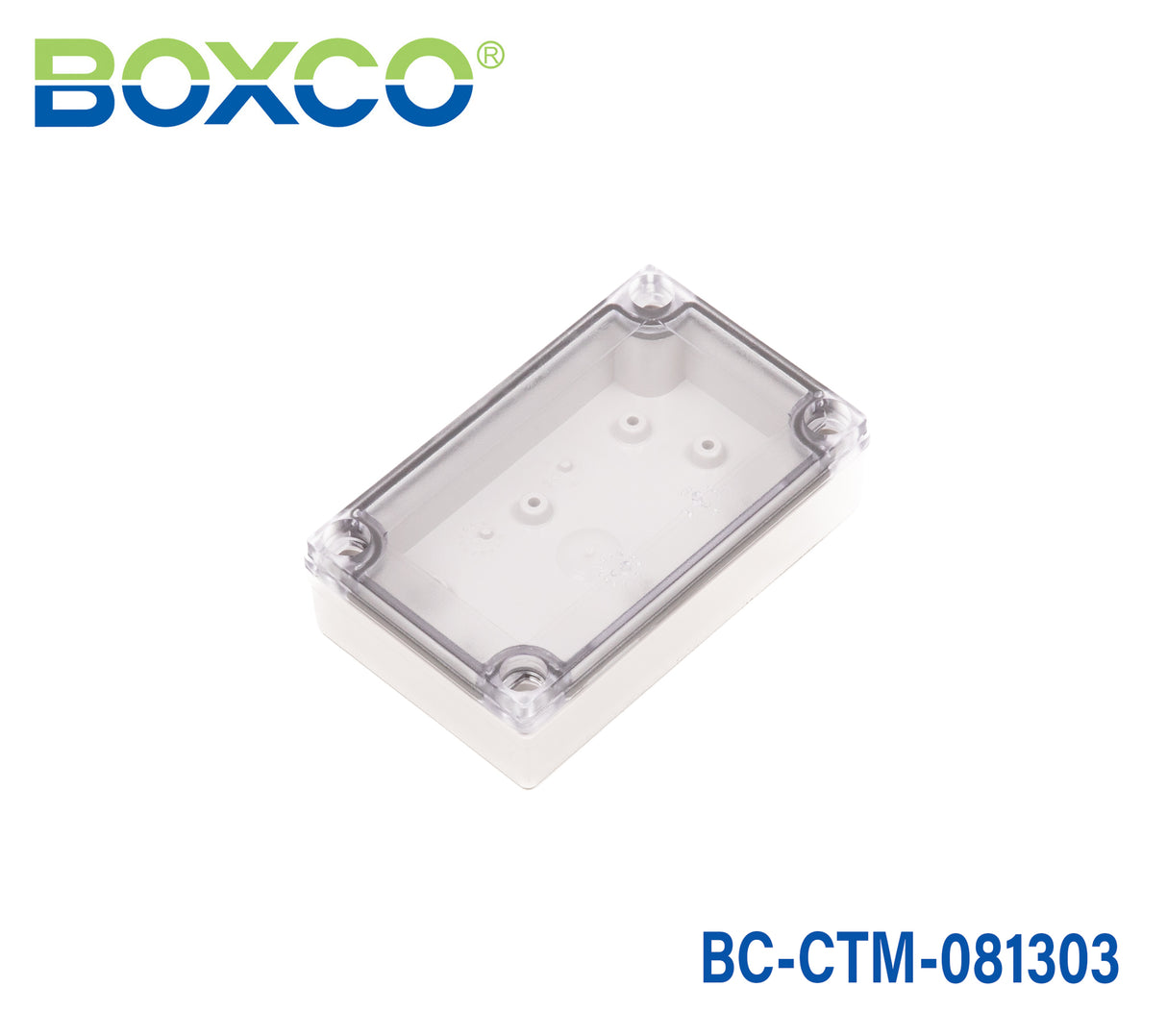 Boxco M-Series 3.15 x 5.12 x 3.35 Inches(80 x 130 x 85mm) Plastic Enclosure, IP67, IK08, PC, Transparent Cover, Screw Type
