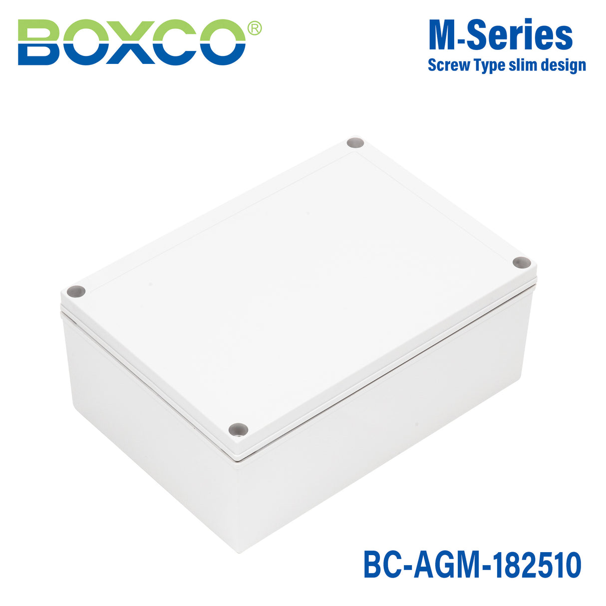 Boxco M-Series 7.09 x 10.04 x 3.94 Inches(180 x 255 x 100mm) Plastic Enclosure, IP67, IK08, ABS, Grey Cover, Screw Type