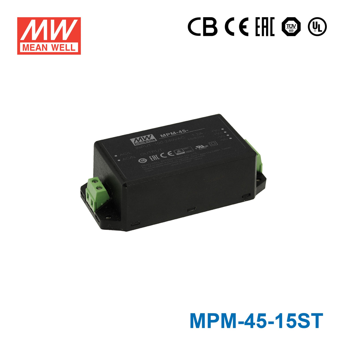 Mean Well MPM-45-15ST Power Supply 45W 15V 3A