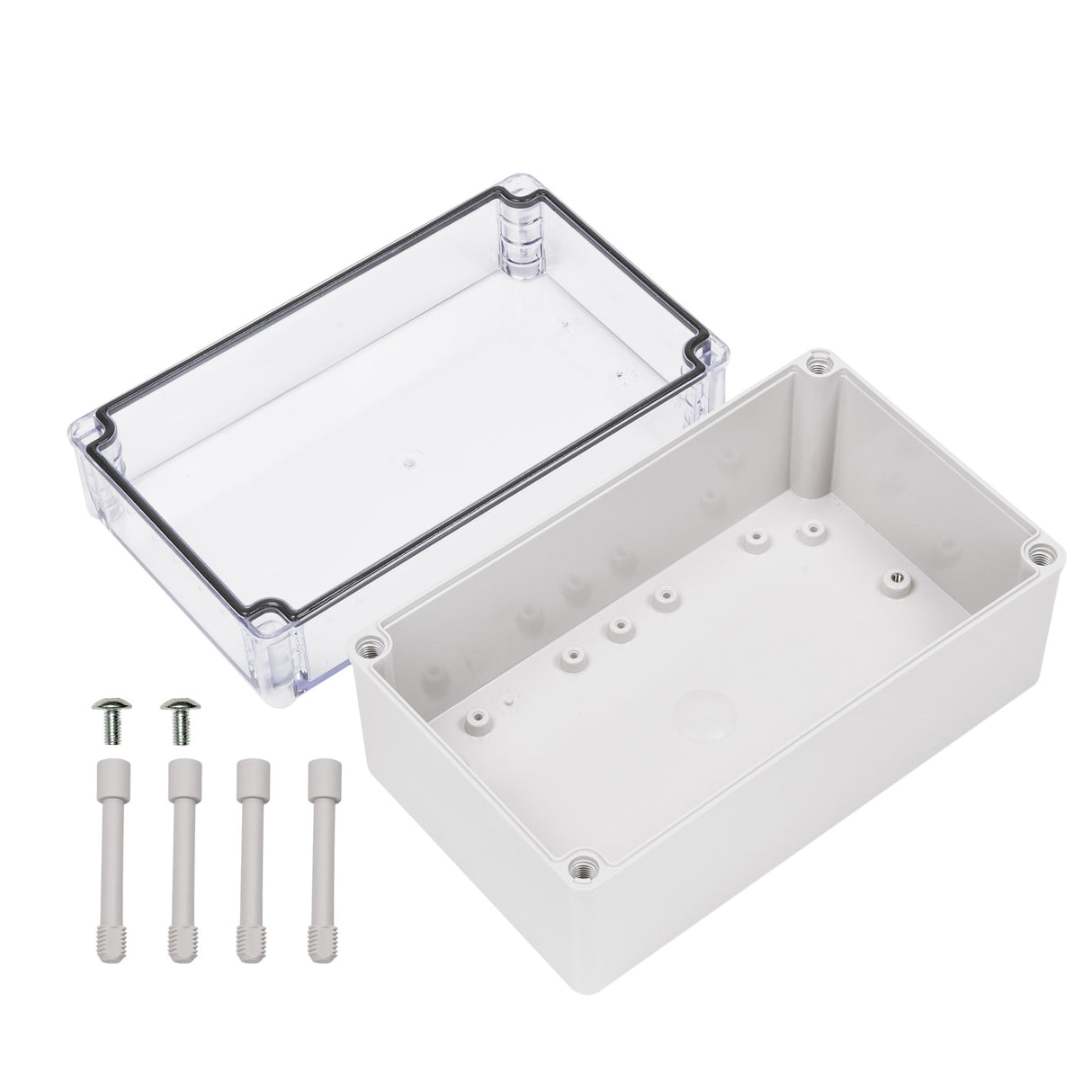 Boxco S-Series 5.91 x 9.84 x 5.12 Inches(150x250x130mm) Plastic Enclosure, IP67, IK08, ABS, Transparent Cover, Screw Type - PHOTO 1