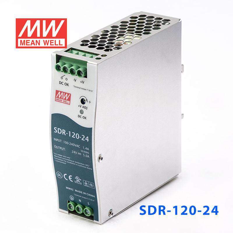 Mean Well SDR-120-24 Single Output Industrial Power Supply 120W 24V - DIN Rail - PHOTO 1