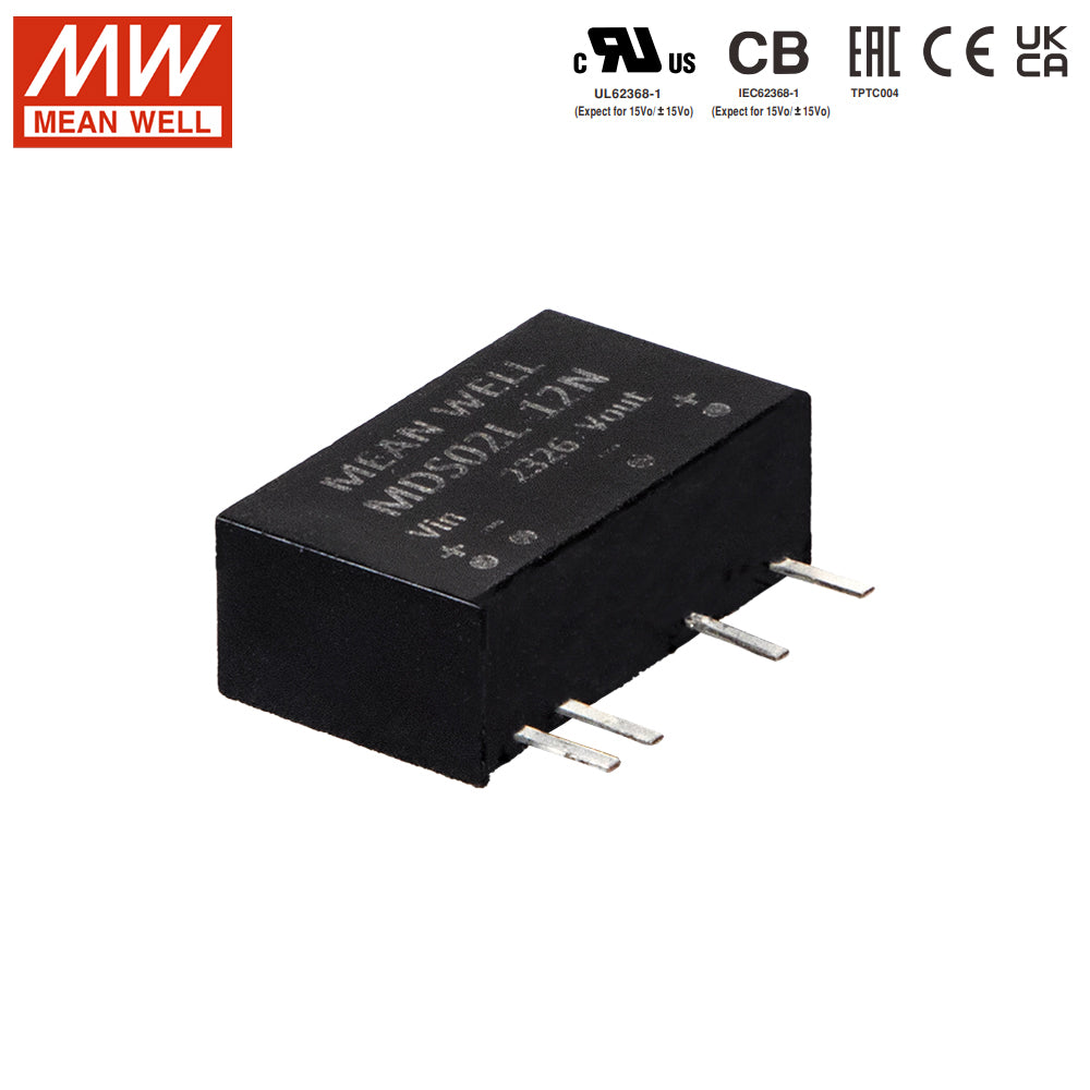 Mean Well MDD02N-12N SIP Package DC-DC Converter- 2W - ±12V Out