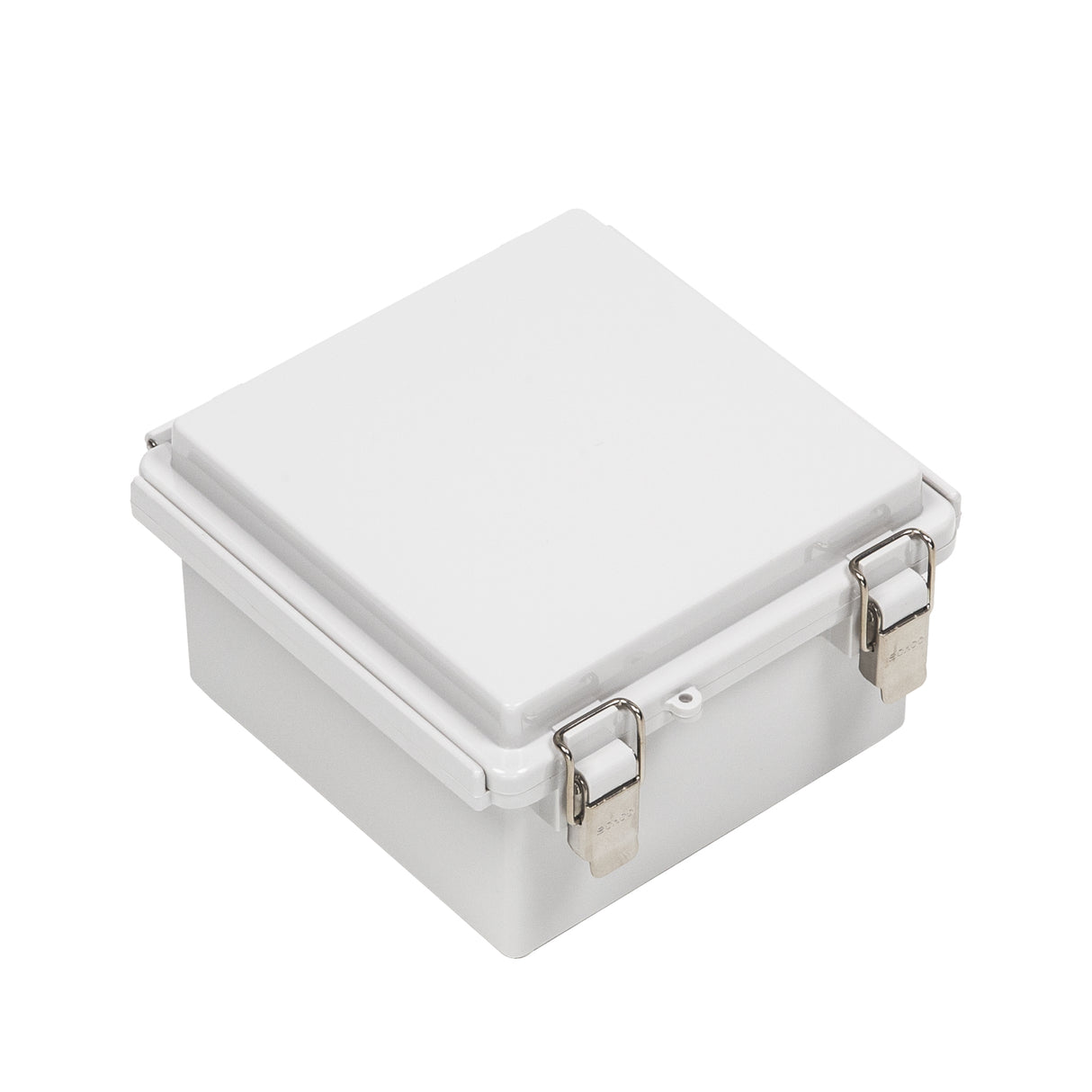 Boxco P-Series 5.91 x 5.91 x 3.54 Inches(150 x 150 x 90mm) Plastic Enclosure, IP67, IK08, PC, Grey Cover, Molded Hinge and Latch Type - PHOTO 1