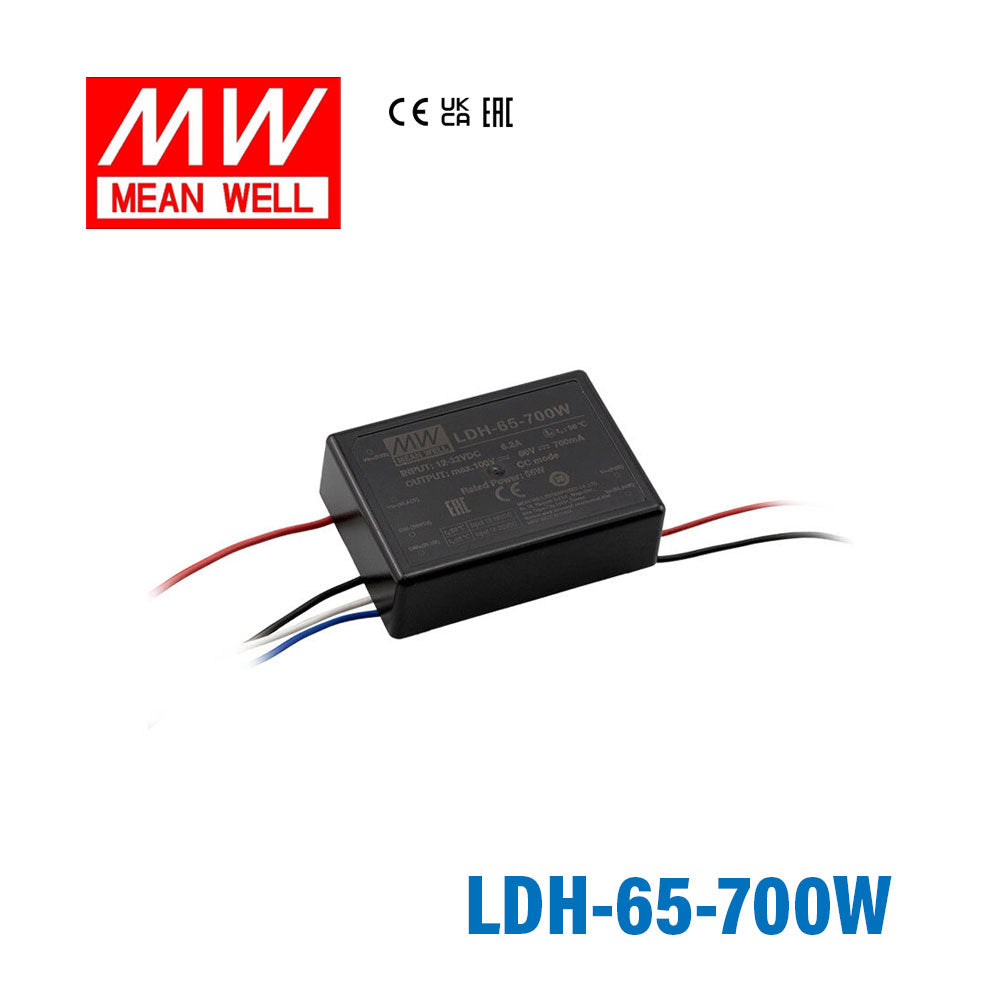 Mean Well LDH DC/DC LED Driver CC 700mA - Step-up - with Wire
