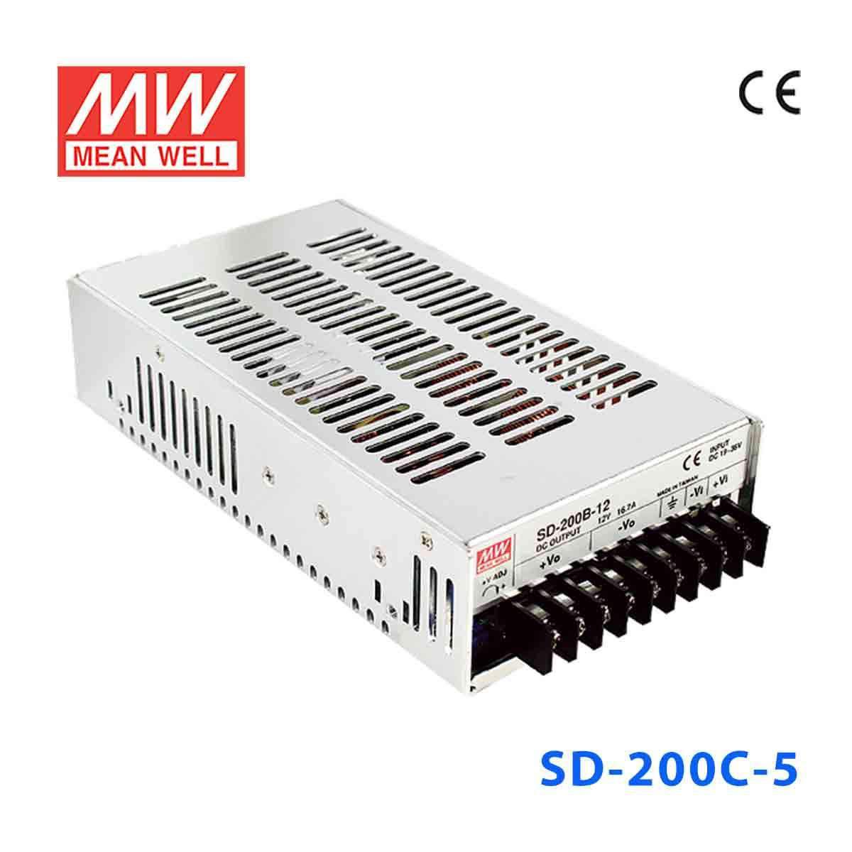 Mean Well SD-200C-5 DC-DC Converter - 200W - 36~72V in 5V out 40A