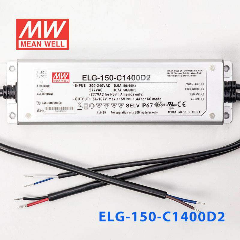 Mean Well ELG-150-C1400D2 AC-DC Single output LED Driver (CC) with PFC - PHOTO 2
