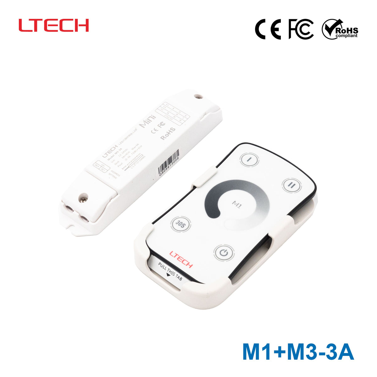 Ltech M1+M3-3A Mini Controller with RF Remote - Dimming