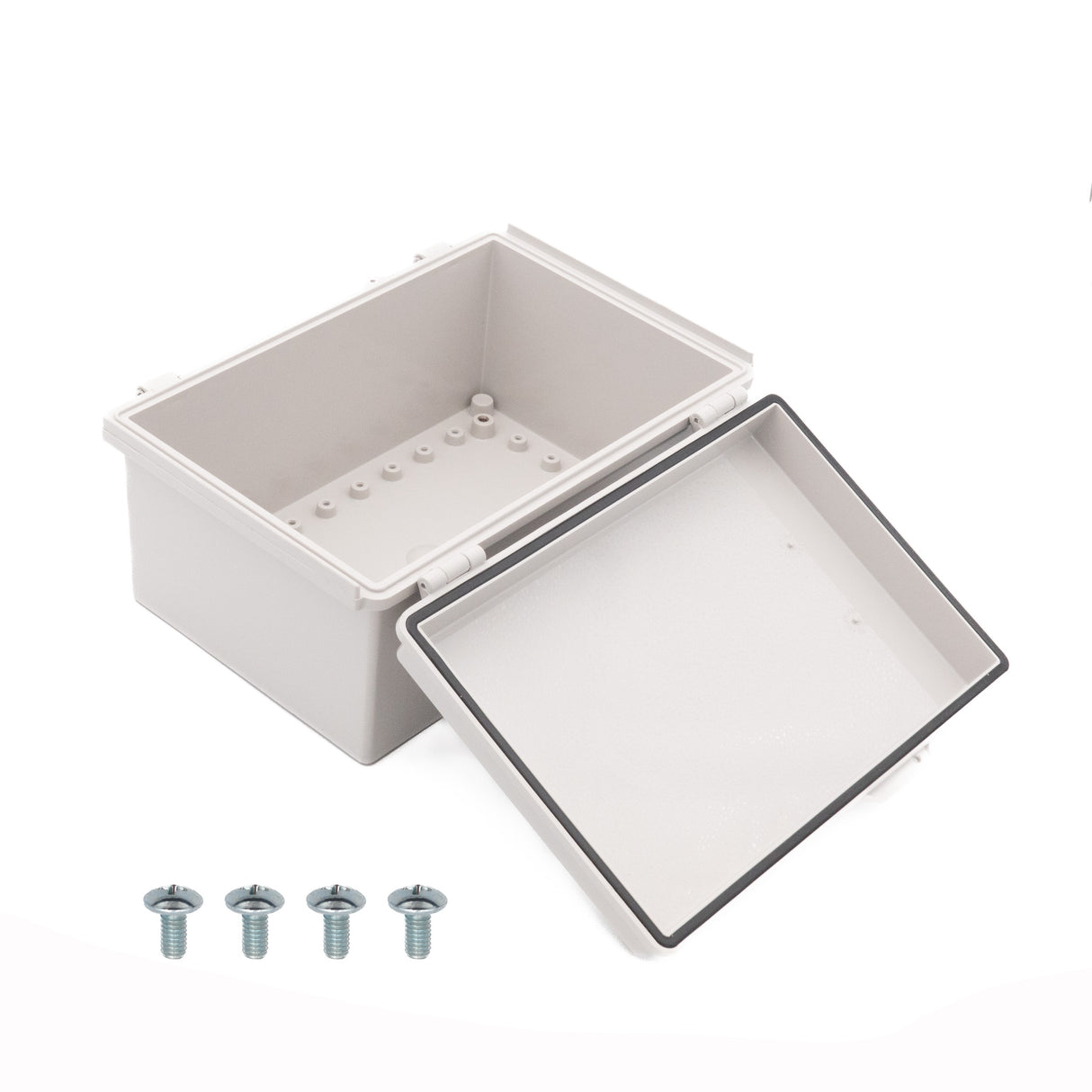 Boxco P-Series 7.48 x 11.02 x 5.51 Inches(190 x 280 x 140mm) Plastic Enclosure, IP67, IK08, ABS, Grey Cover, Molded Hinge and Latch Type - PHOTO 2