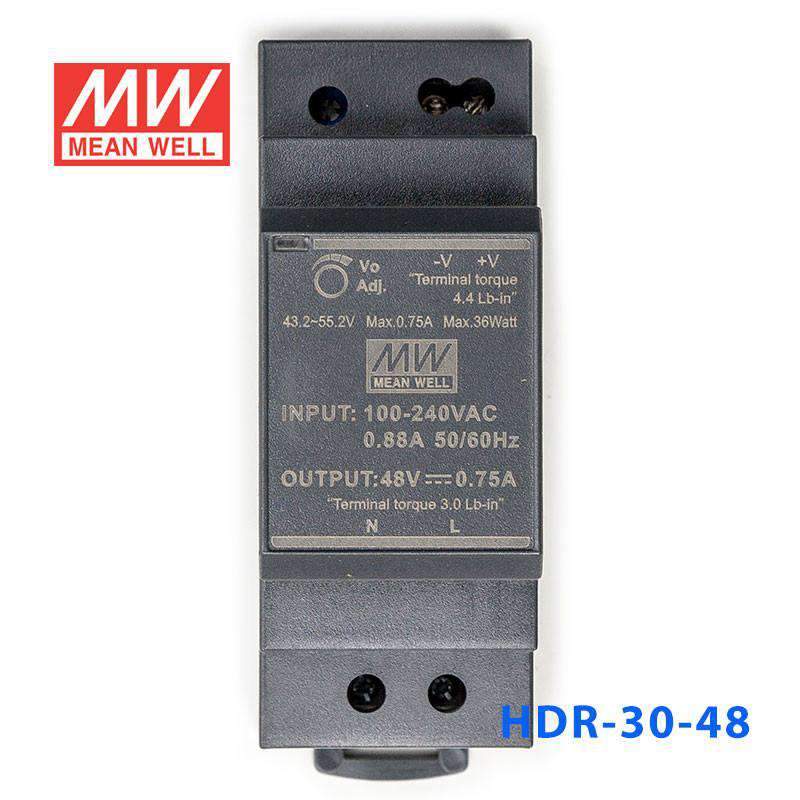 Mean Well HDR-30-48 Ultra Slim Step Shape Power Supply 30W 48V - DIN Rail - PHOTO 1