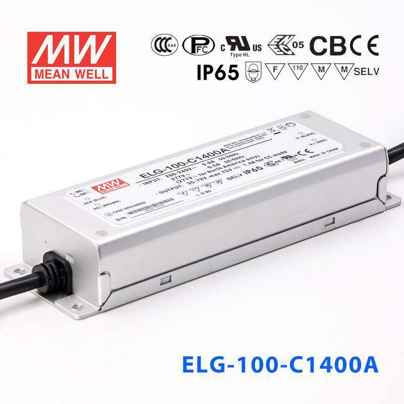 Mean Well ELG-100-C1400A Power Supply 100W 1400mA - Adjustable