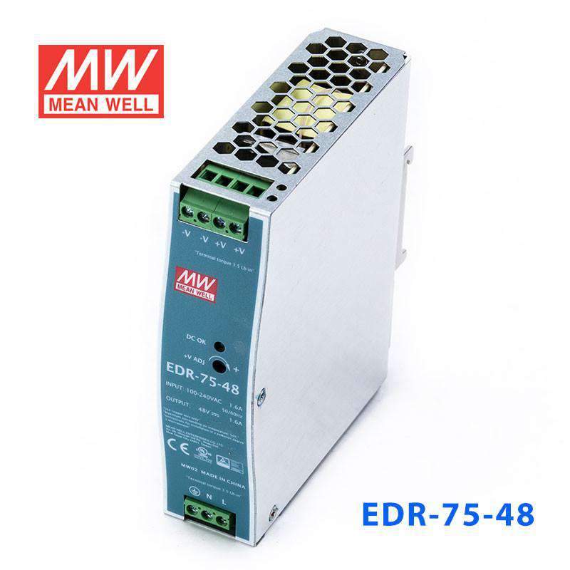 Mean Well EDR-75-48 Single Output Industrial Power Supply 75W 48V - DIN Rail - PHOTO 1