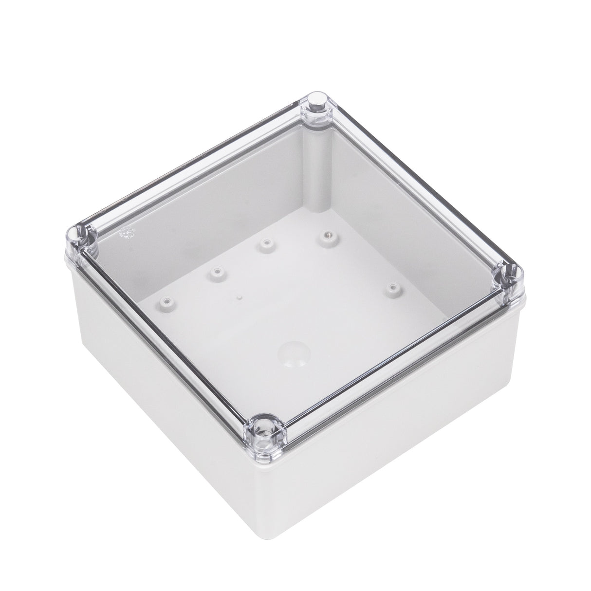 Boxco S-Series 7.87 x 7.87 x 3.94 Inches(200x200x100mm) Plastic Enclosure, IP67, IK08, PC, Transparent Cover, Screw Type - PHOTO 1
