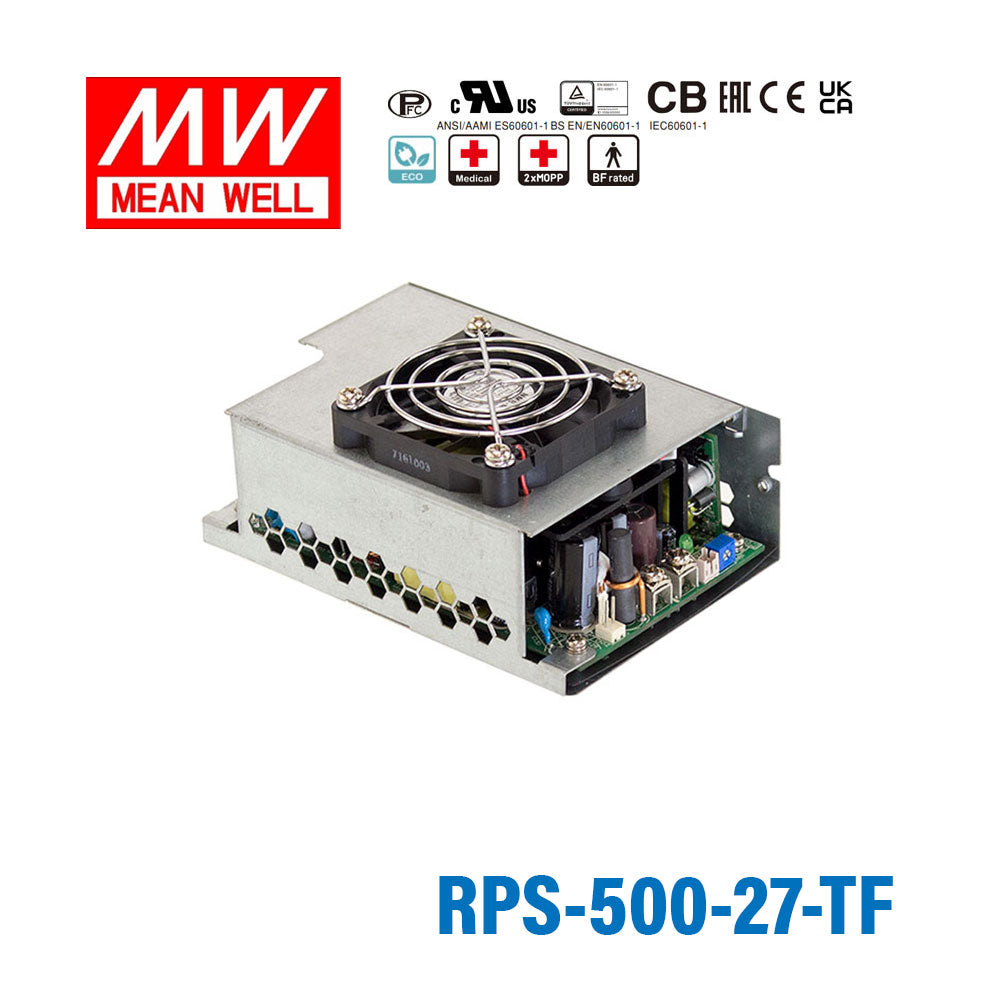 Mean Well RPS-500-27-TF Green Power Supply W 27V 18.5A - Medical Power Supply